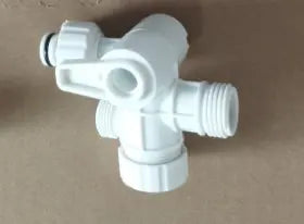 White plastic toilet water inlet valve with multi-port design