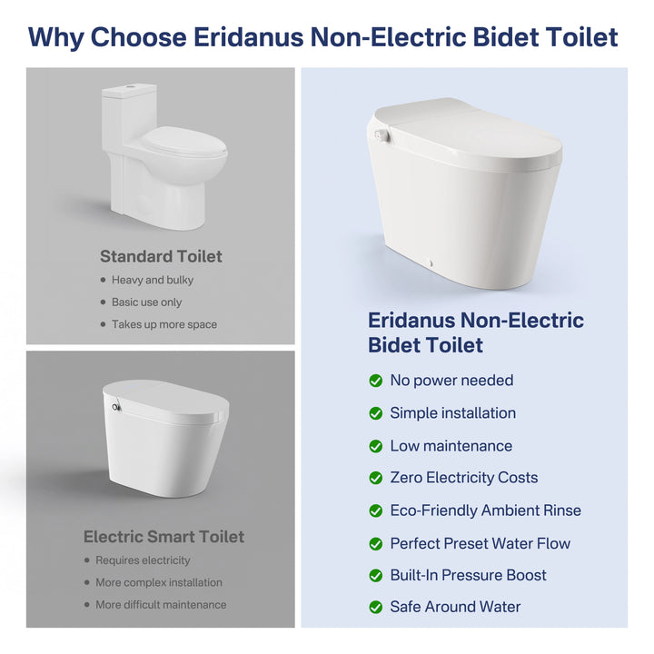 Otakou Elongated Non Electric Bidet Toilet with Air Pressure Assisted Flush, Rear and Feminine Wash