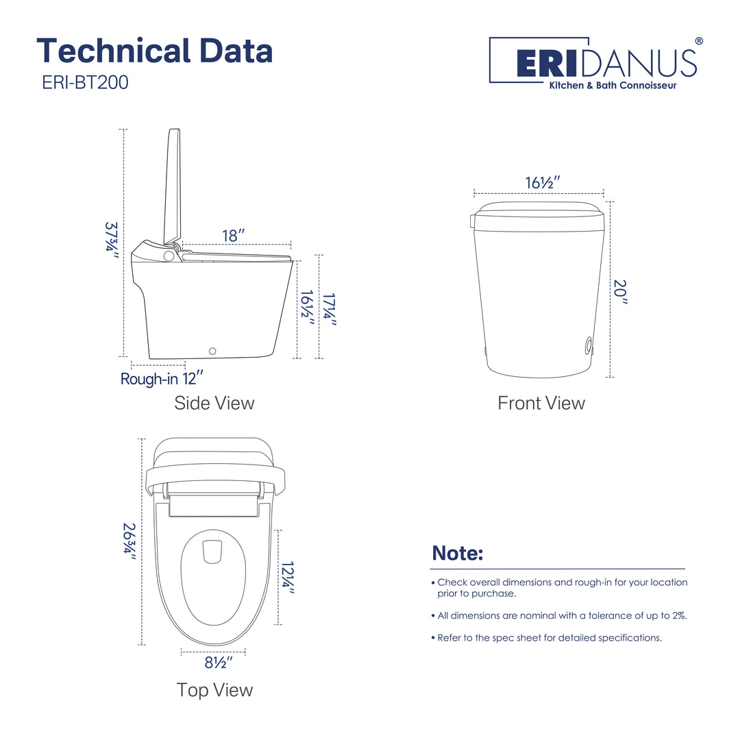 Otakou Elongated Non Electric Bidet Toilet with Air Pressure Assisted Flush, Rear and Feminine Wash