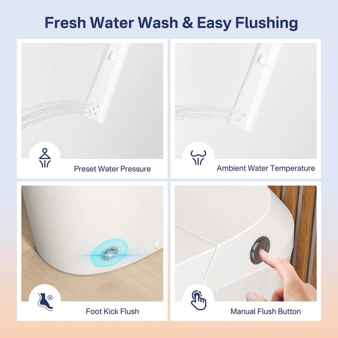 Otakou Elongated Non Electric Bidet Toilet with Air Pressure Assisted Flush, Rear and Feminine Wash