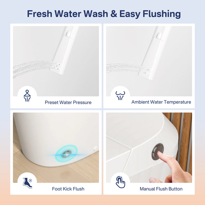 Otakou Elongated Non Electric Bidet Toilet with Air Pressure Assisted Flush, Rear and Feminine Wash