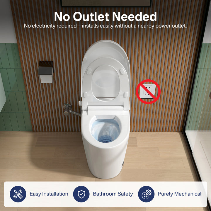 Otakou Elongated Non Electric Bidet Toilet with Air Pressure Assisted Flush, Rear and Feminine Wash