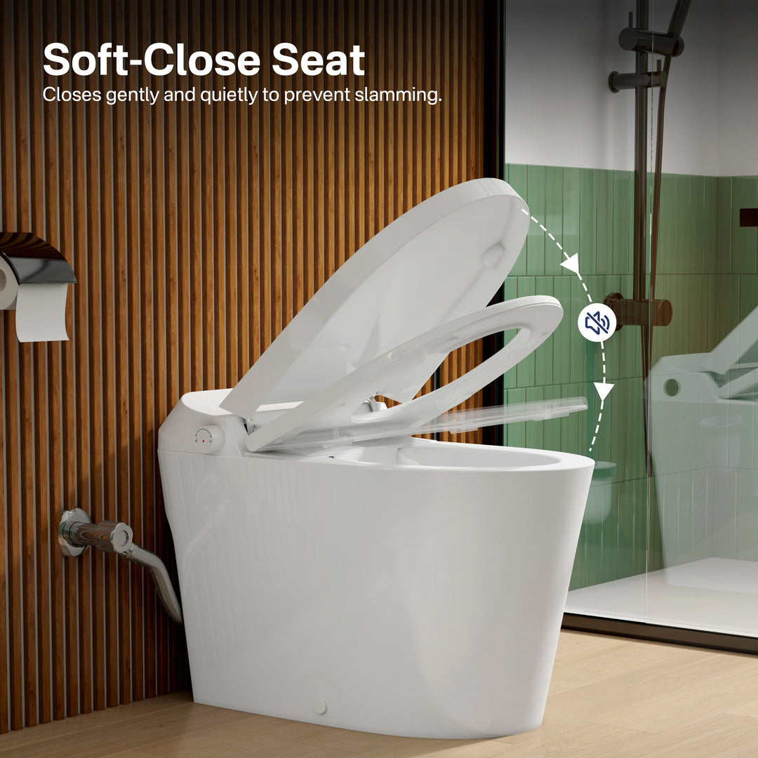 Otakou Elongated Non Electric Bidet Toilet with Air Pressure Assisted Flush, Rear and Feminine Wash