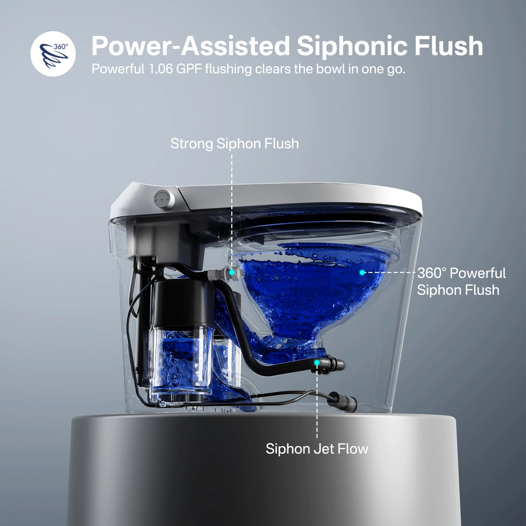 Otakou Elongated Non Electric Bidet Toilet with Air Pressure Assisted Flush, Rear and Feminine Wash