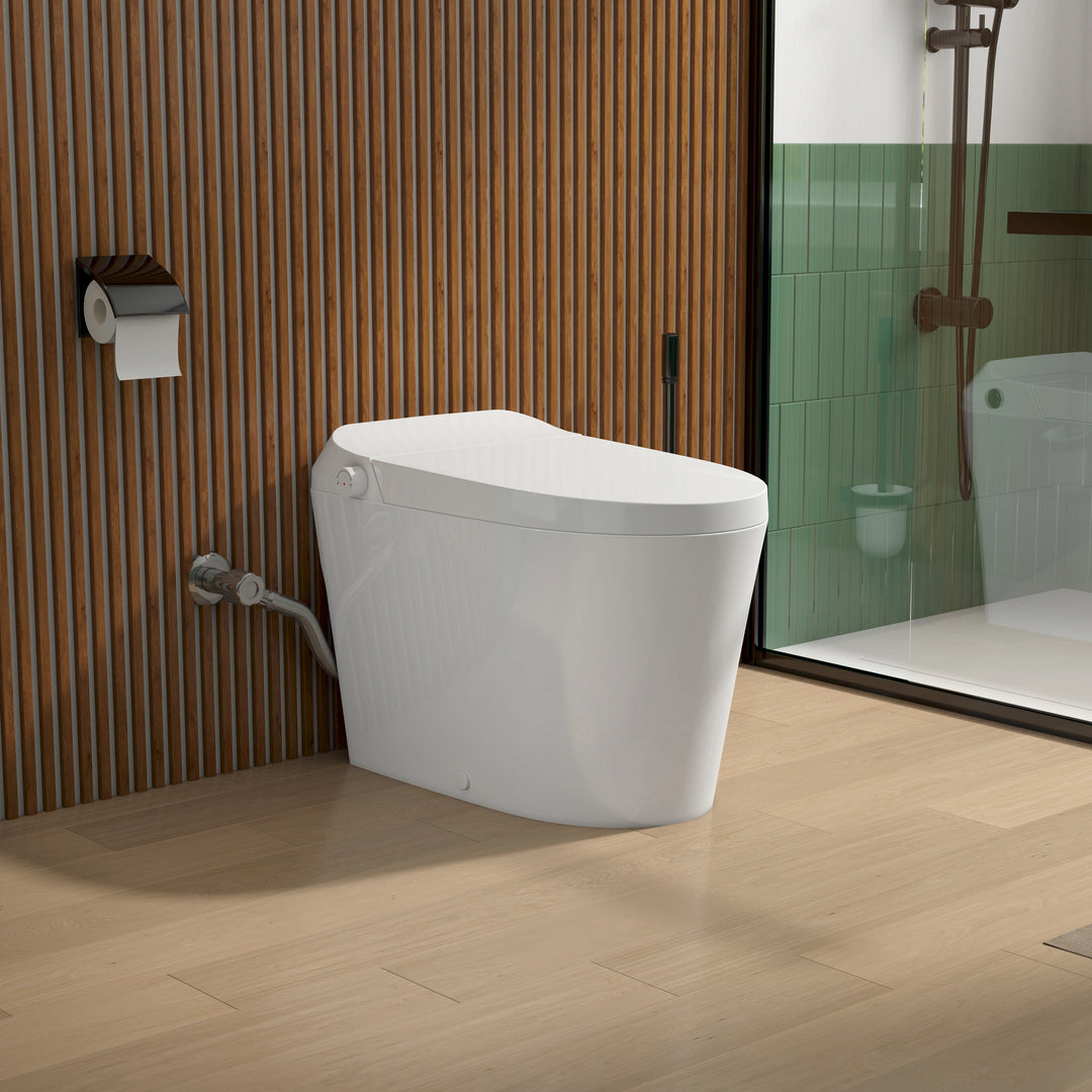 Otakou Elongated Non Electric Bidet Toilet with Air Pressure Assisted Flush, Rear and Feminine Wash