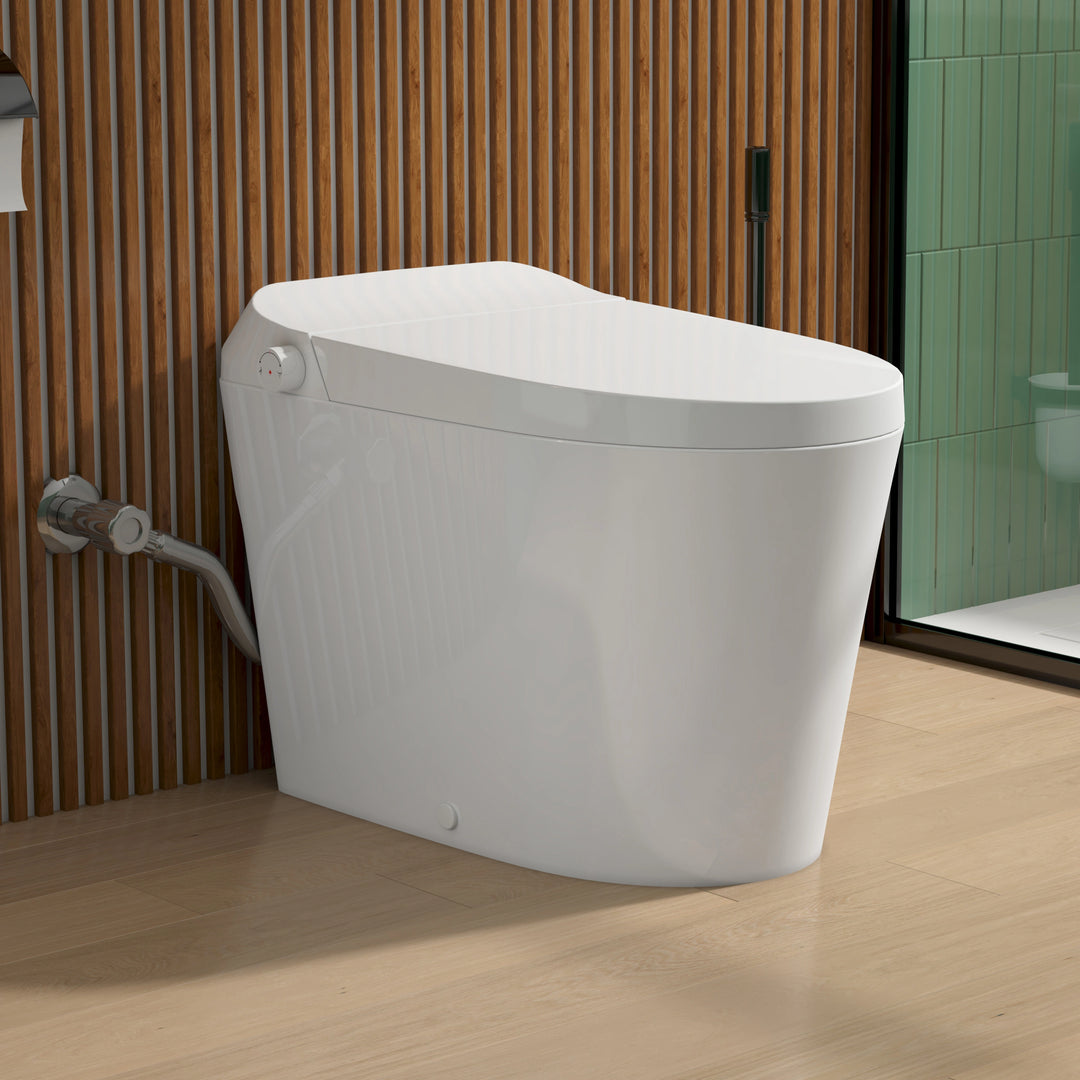 Otakou Elongated Non Electric Bidet Toilet with Air Pressure Assisted Flush, Rear and Feminine Wash