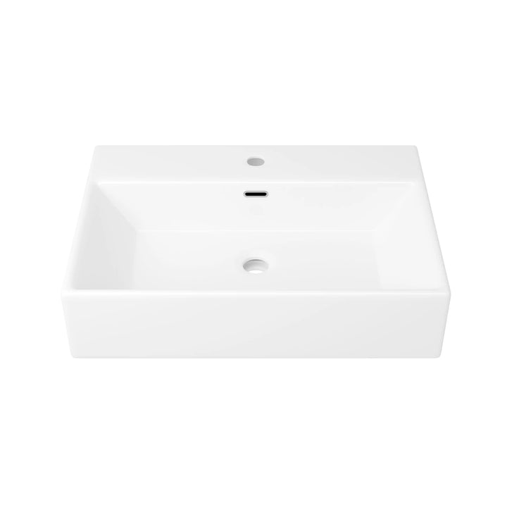 Turner 24" Rectangular Console Vitreous China Bathroom Sink in White with Matte Black Base