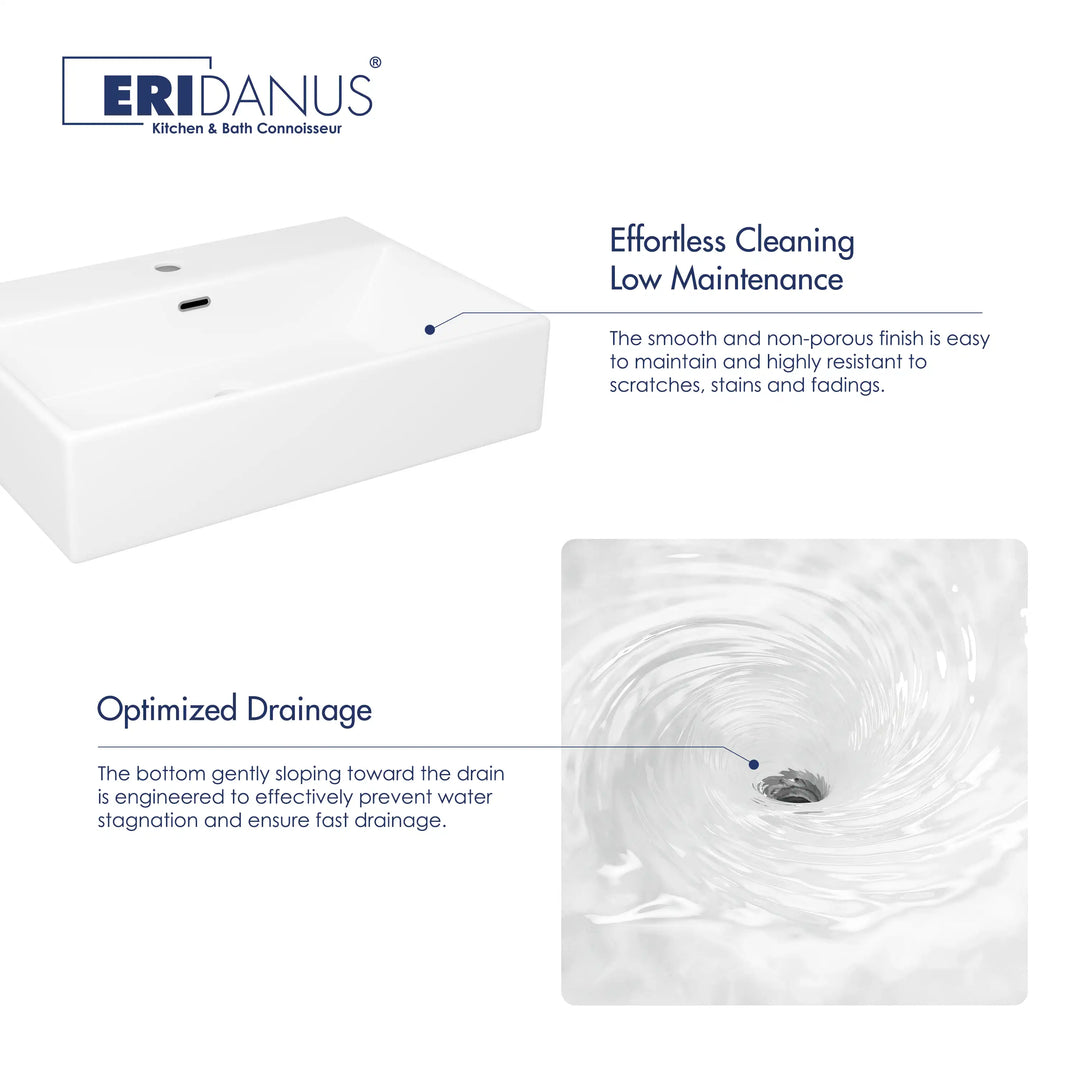 Turner 24" Rectangular Console Vitreous China Bathroom Sink in White with Matte Black Base