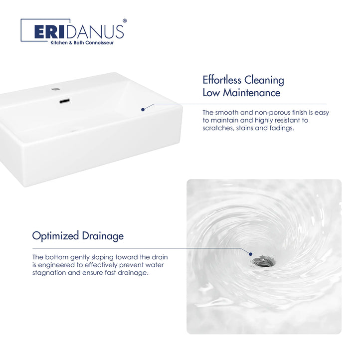 Turner 24" Rectangular Console Vitreous China Bathroom Sink in White with Matte Black Base