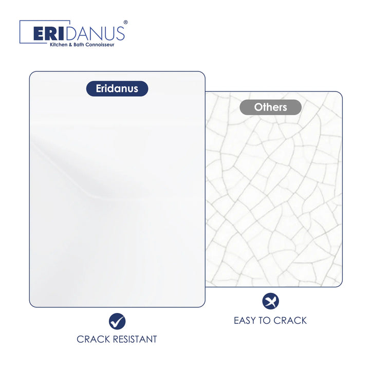 Eridanus crack-resistant smooth white surface vs cracked material.