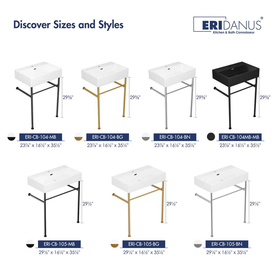 24 and 30 inch console sinks in various finishes and colors