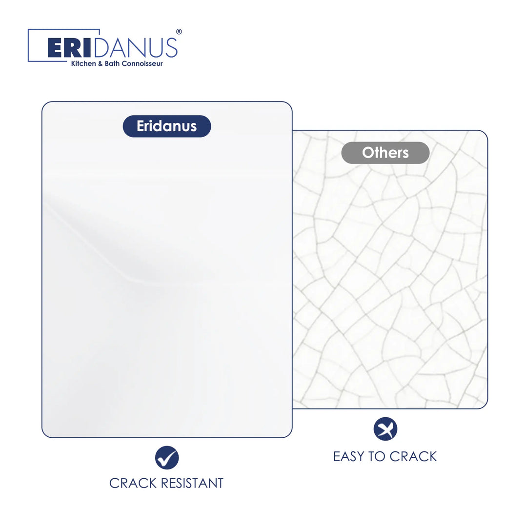 Eridanus crack-resistant smooth white surface vs cracked material.
