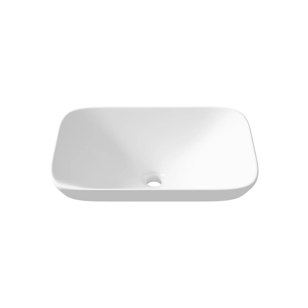 Salerno 20" Rectangular Semi-Recessed Vitreous China Vessel Bathroom Sink in White