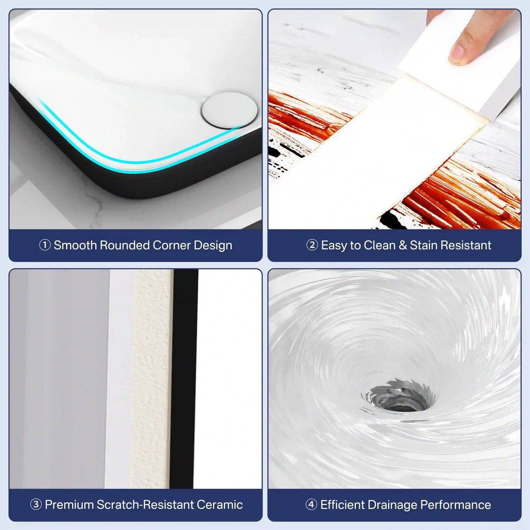 Four-grid diagram of two-tone ceramic sink&