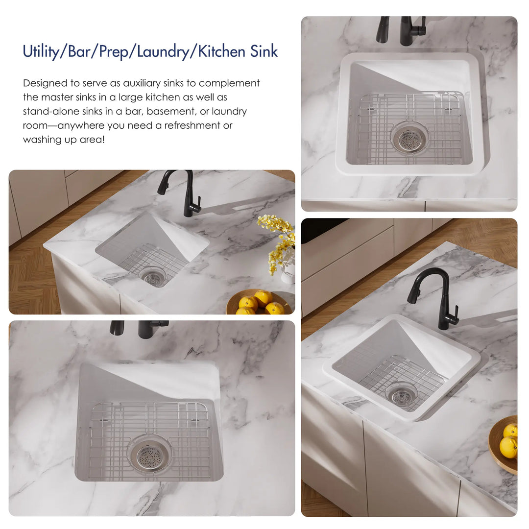 White fireclay sink for utility, bar, prep and laundry