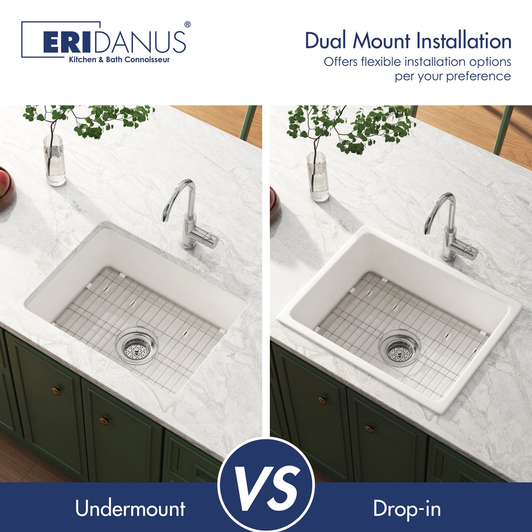Dual mount kitchen sink showing undermount vs drop in options