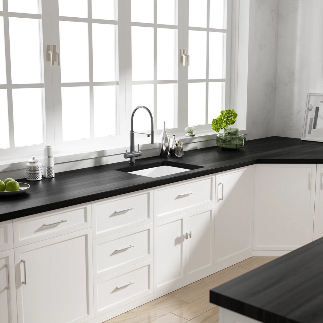 Oslo 24" Undermount Ceramic Kitchen Sink in White with Bottom Grid & Basket Strainer