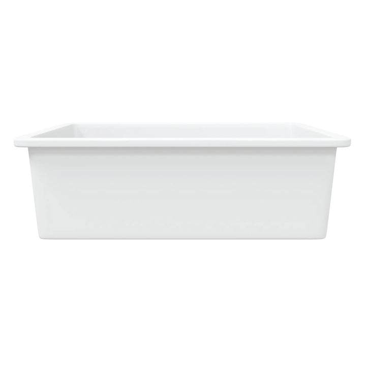 Oslo 32" Drop-In/Undermount Fireclay Kitchen Sink in Crisp White with Bottom Grid & Basket Strainer