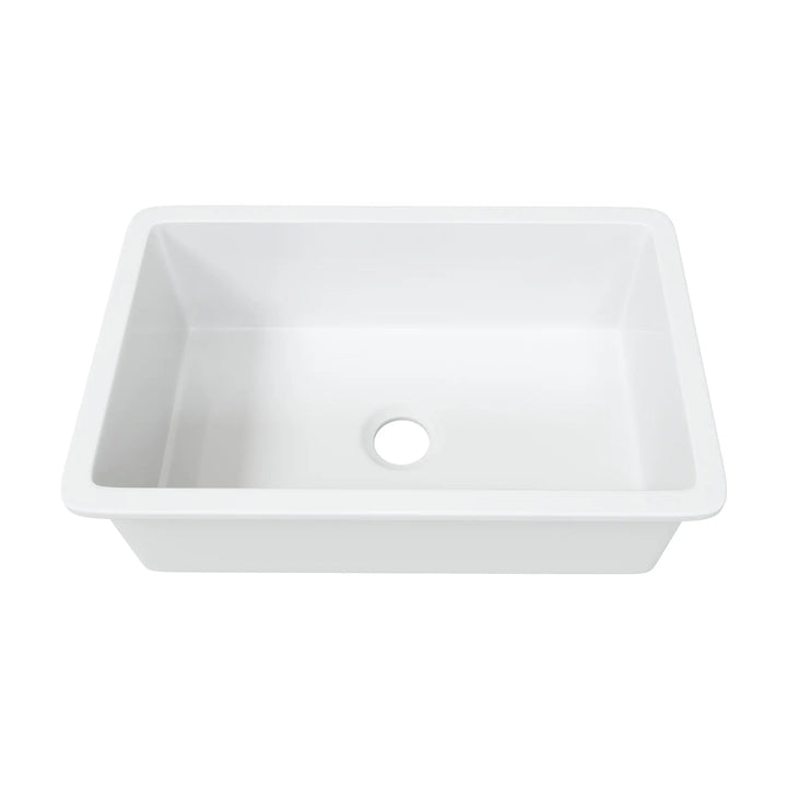 Oslo 32" Drop-In/Undermount Fireclay Kitchen Sink in Crisp White with Bottom Grid & Basket Strainer
