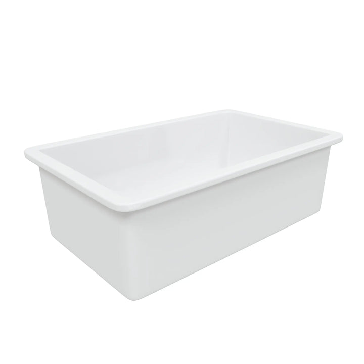 Oslo 32" Drop-In/Undermount Fireclay Kitchen Sink in Crisp White with Bottom Grid & Basket Strainer