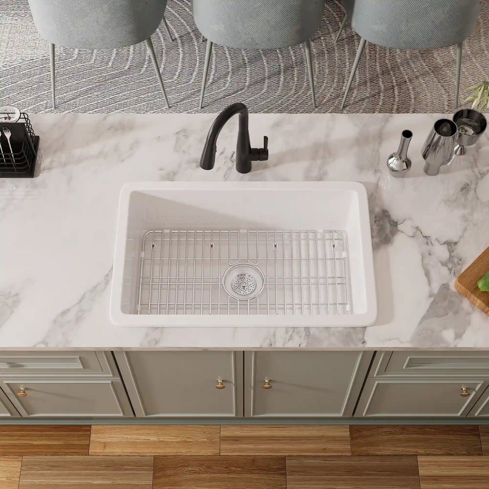 ERIDANUS Oslo 32" metal sink bottom grid (Grid ONLY) for fireclay sinks, scratch protection & improved drainage