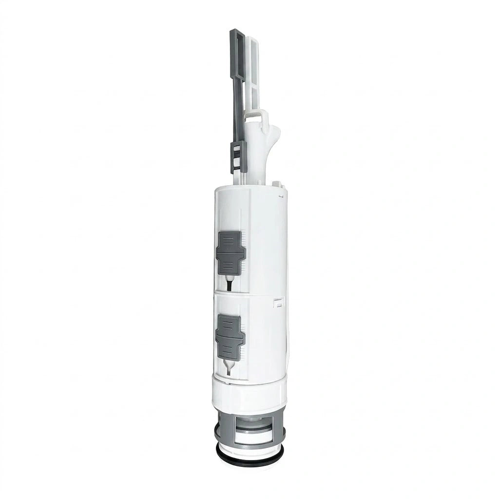 White Plastic Toilet Flush Valve with Adjustable Lever & Sealing Gasket, For Toilet Tank Repair