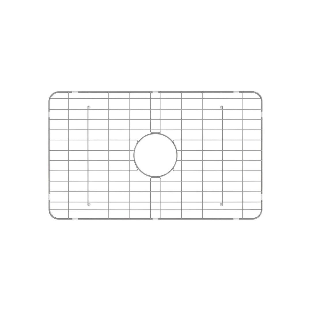 Stainless steel sink bottom grid with center drain opening