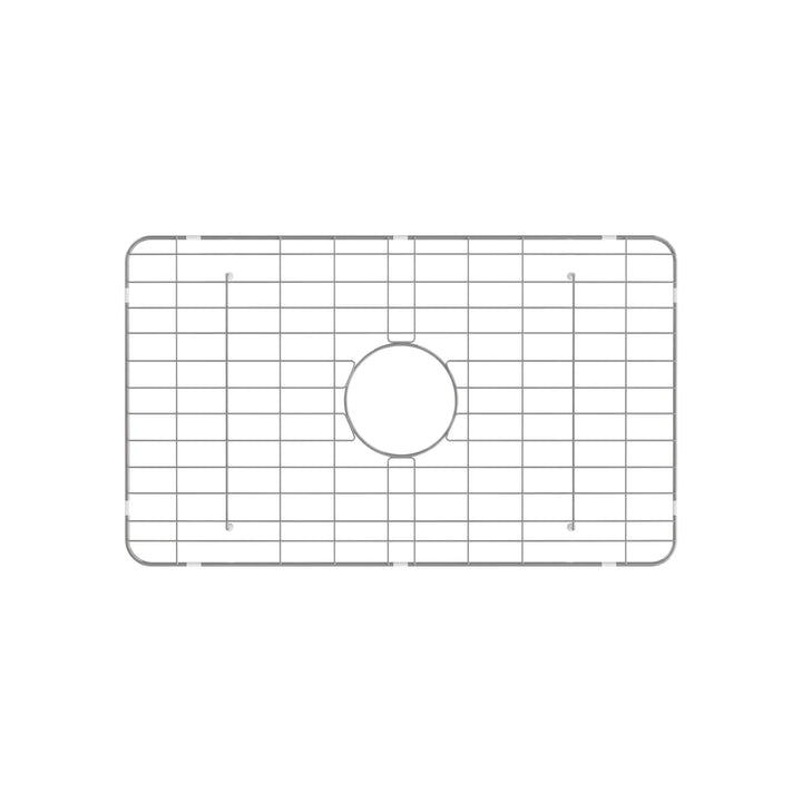 Stainless steel sink bottom grid with center drain opening