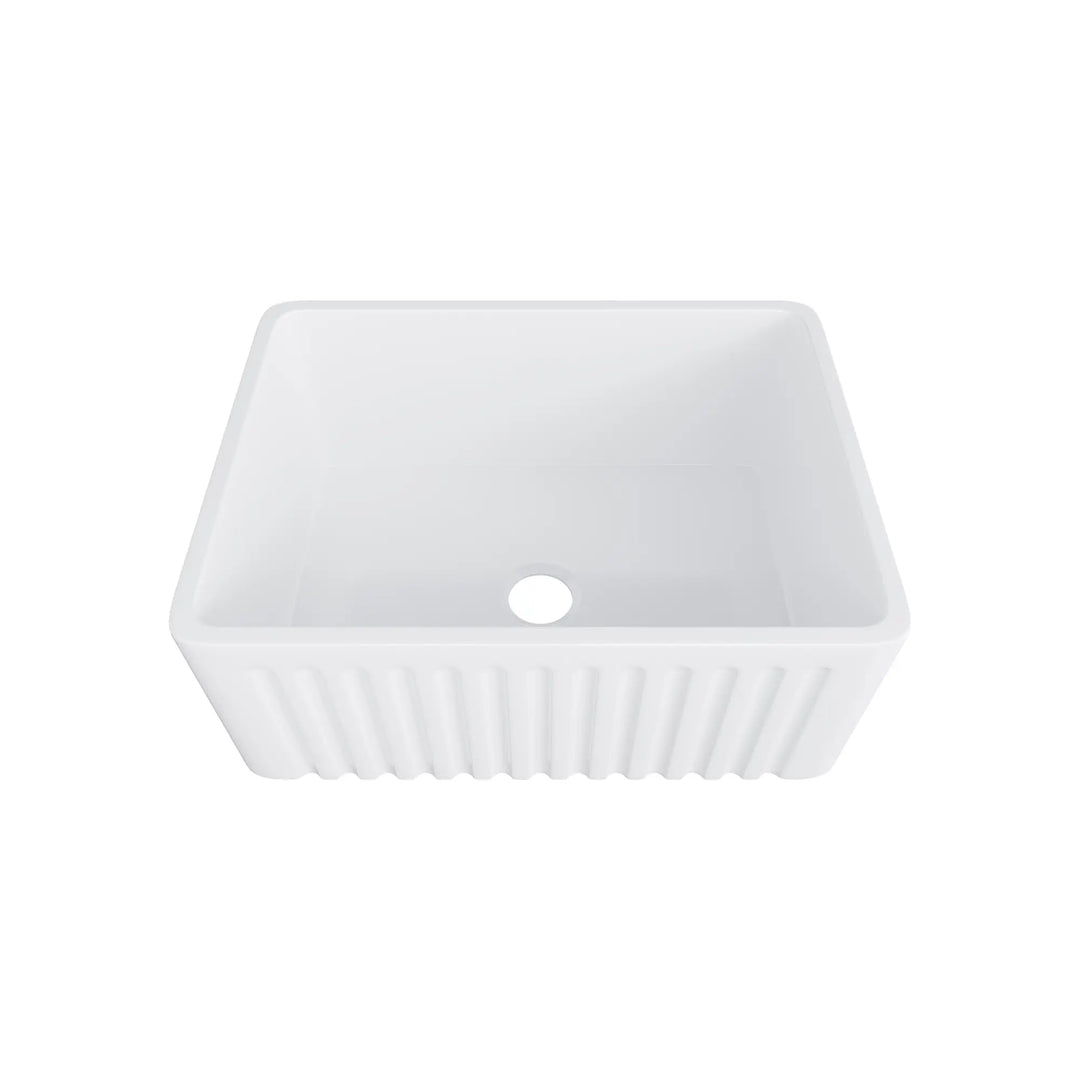 White fireclay farmhouse sink: heat &amp; scratch resistant specs