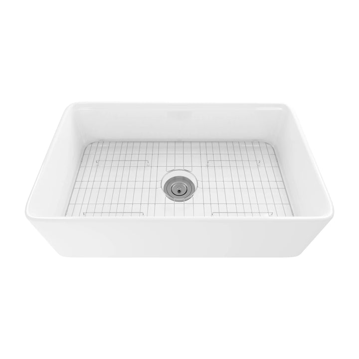 Yorkshire 33" Workstation Apron Fireclay Farmhouse Kitchen Sink in White with Accessories