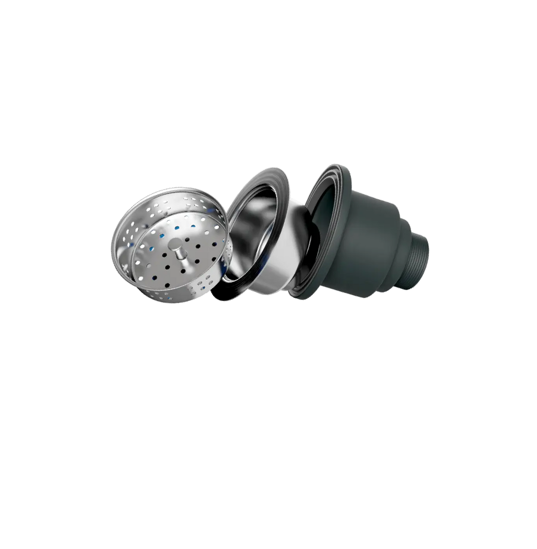 3-piece stainless steel kitchen sink strainer and drain assembly