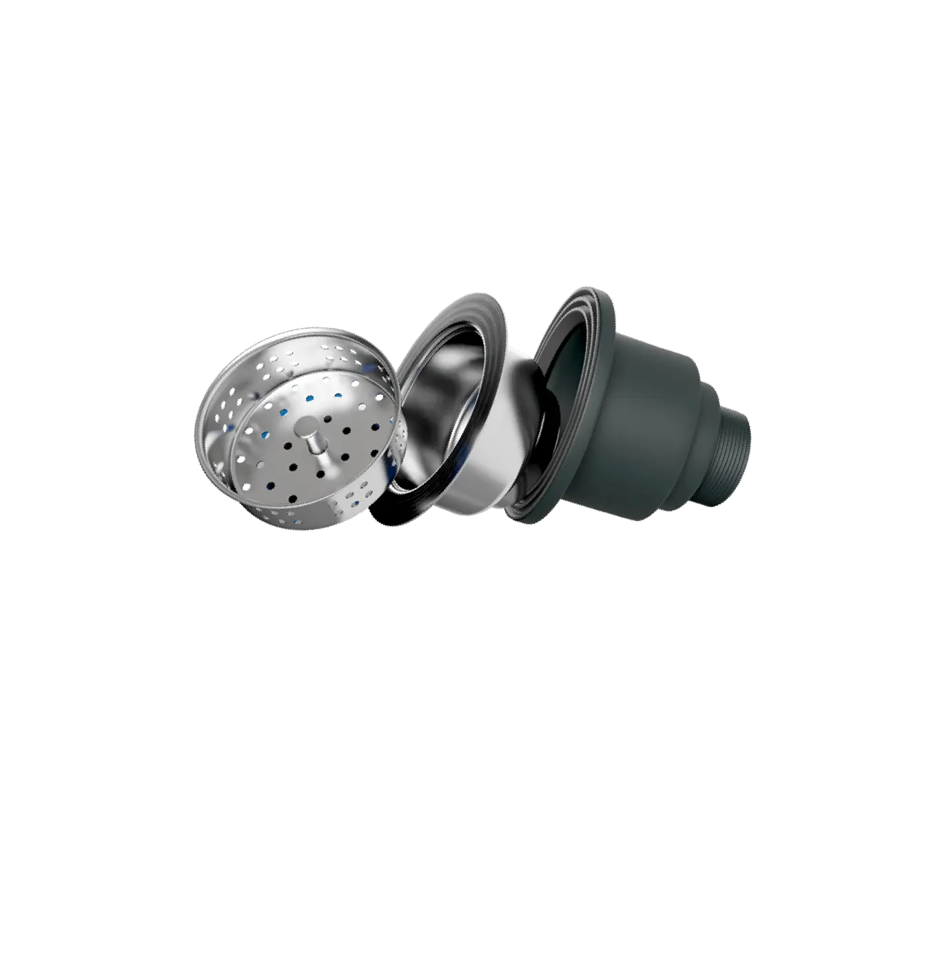 3-piece stainless steel kitchen sink strainer and drain assembly