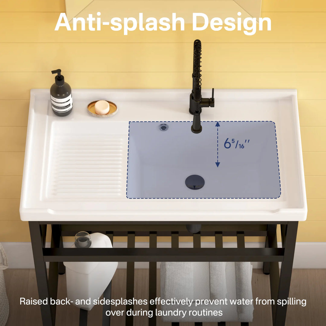 Branson 32" W x 18" D x 35" H Freestanding Laundry Sink with Washboard ...