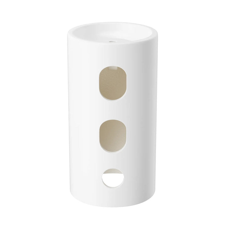 White ceramic cylindrical pedestal sink base with cutouts