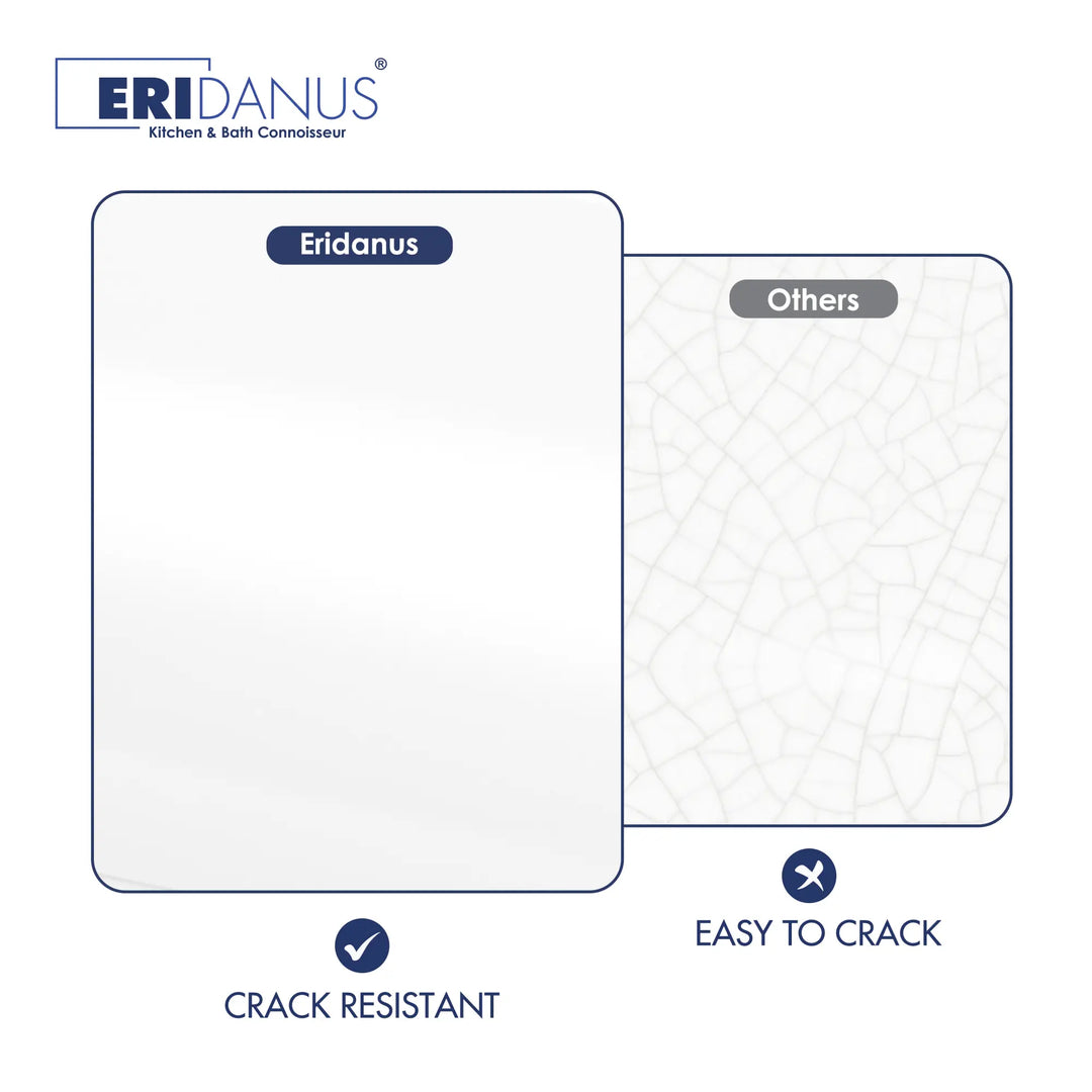 Crack-resistant white ceramic sink surface comparison