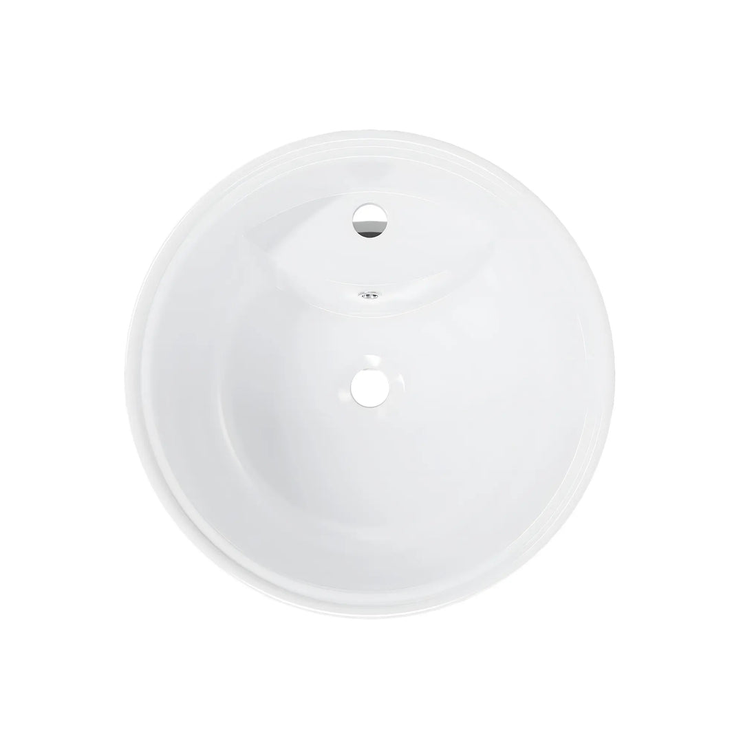 Reno 18" Circular One-Piece Ceramic Pedestal Bathroom Sink in White with Overflow
