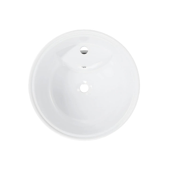 Reno 18" Circular One-Piece Ceramic Pedestal Bathroom Sink in White with Overflow