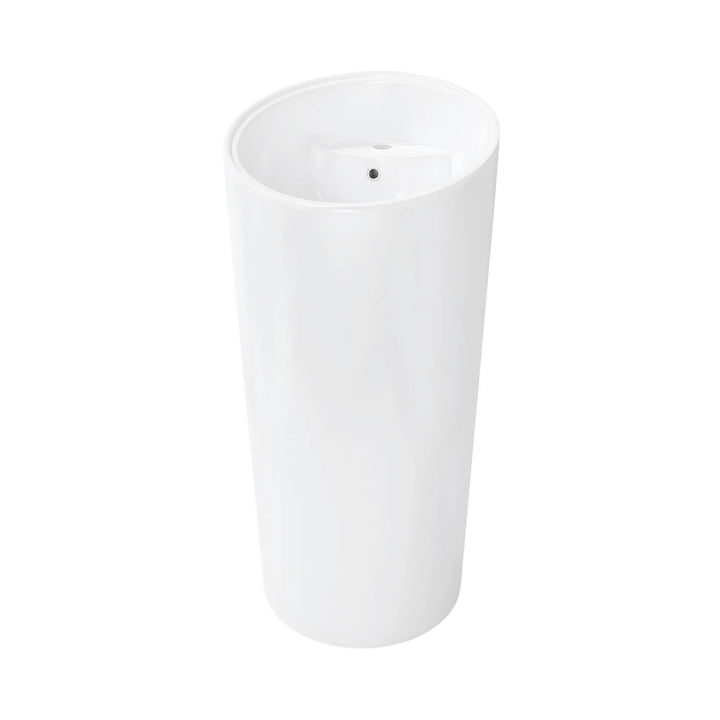Reno 18" Circular One-Piece Ceramic Pedestal Bathroom Sink in White with Overflow