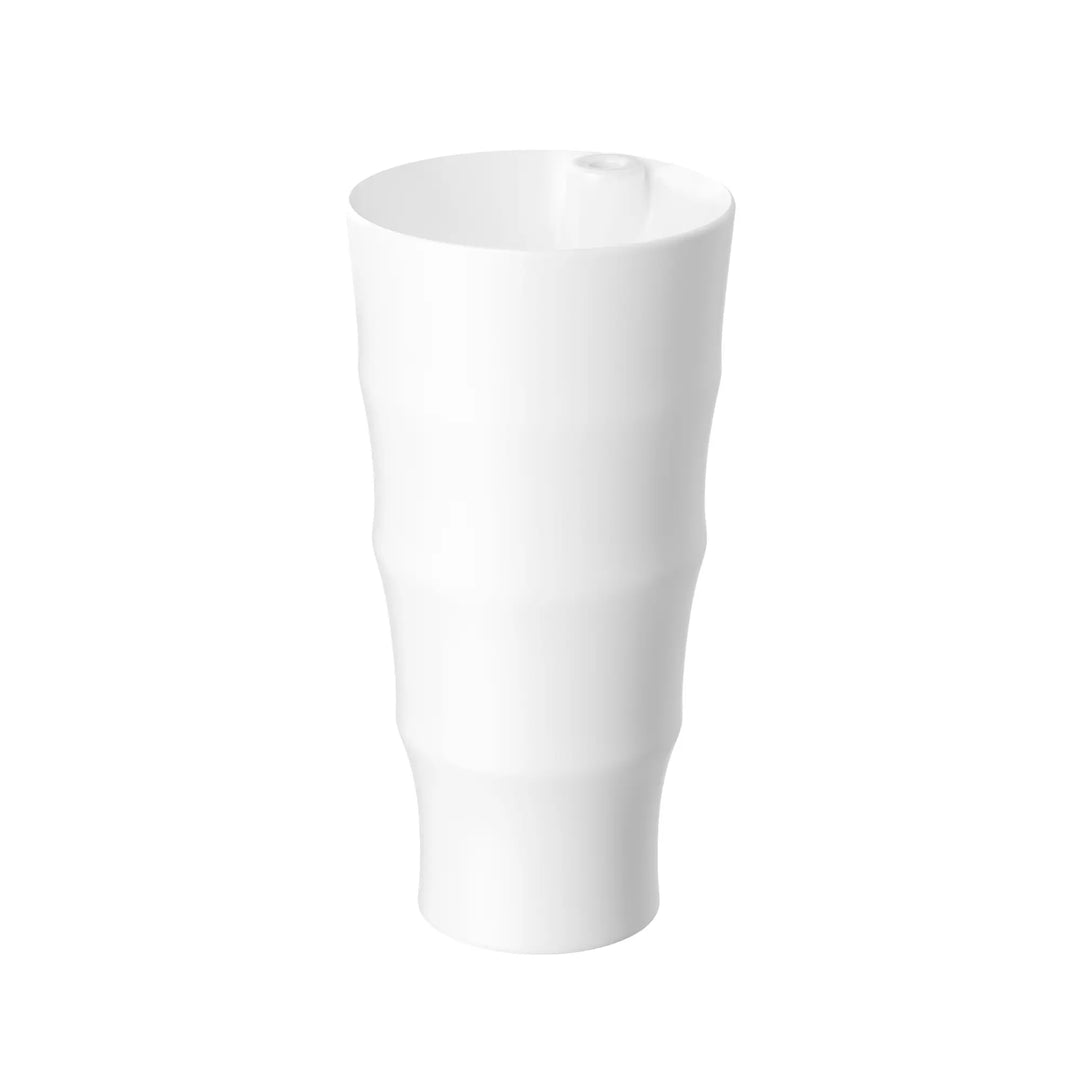 White vitreous china integrated bamboo shaped freestanding pedestal sink with single faucet hole
