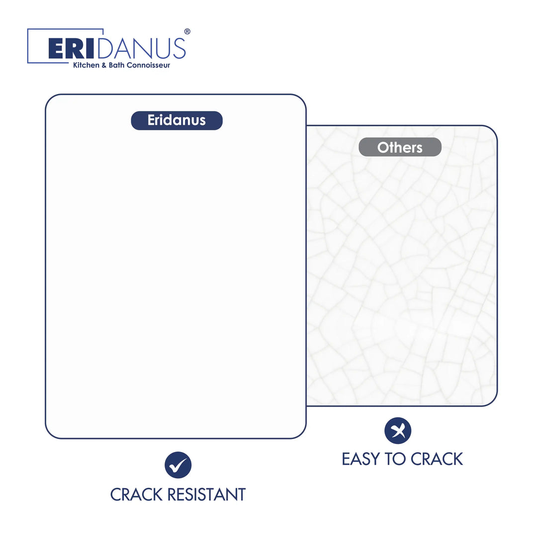 Glossy sink glaze crack resistance comparison, smooth crack-proof surface vs crack-prone ordinary ceramic