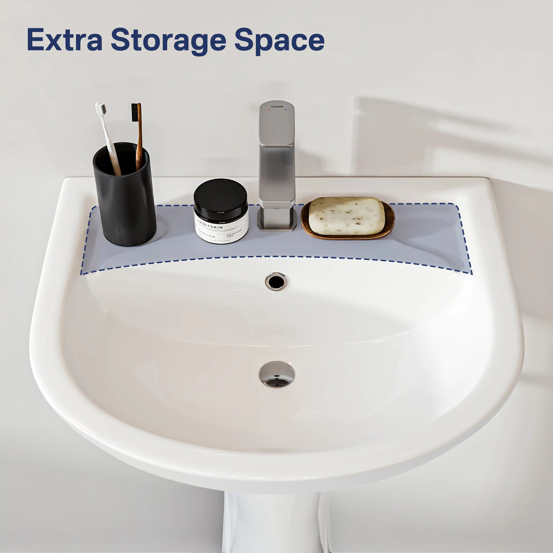 Achernar 20.9" White Vitreous China Two-Piece Pedestal Sink w/ Overflow, 1 Faucet Hole