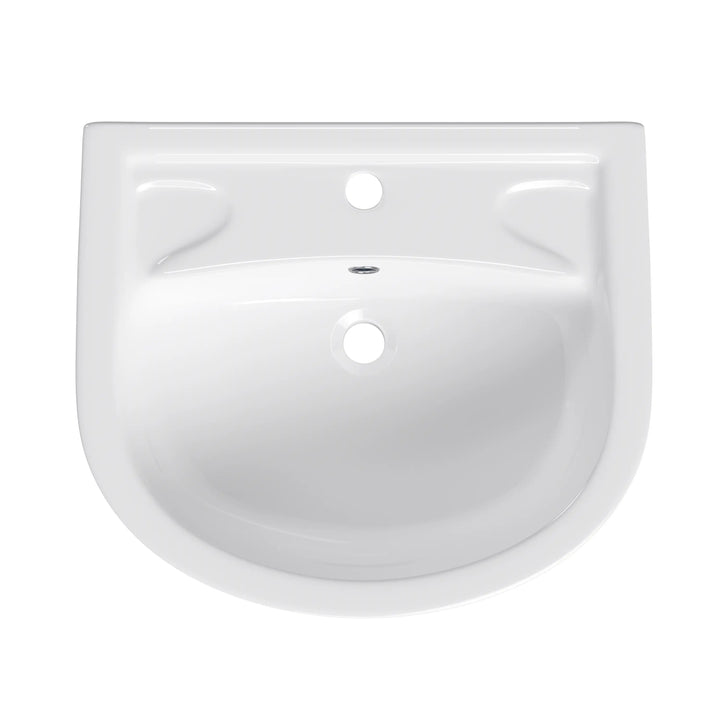 Achernar 20.9" White Vitreous China Two-Piece Pedestal Sink w/ Overflow, 1 Faucet Hole