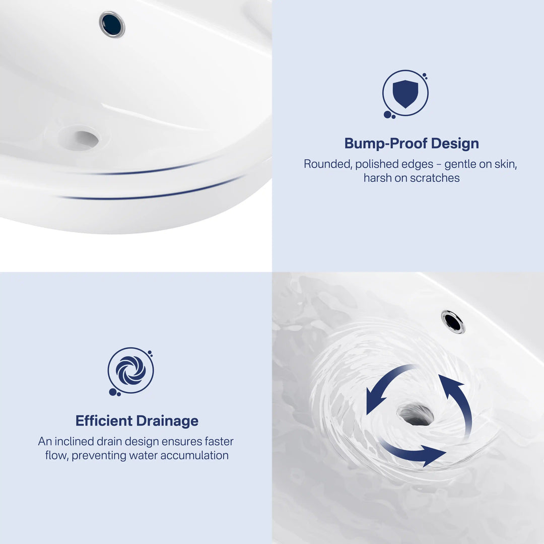 Achernar 20.9" White Vitreous China Two-Piece Pedestal Sink w/ Overflow, 1 Faucet Hole