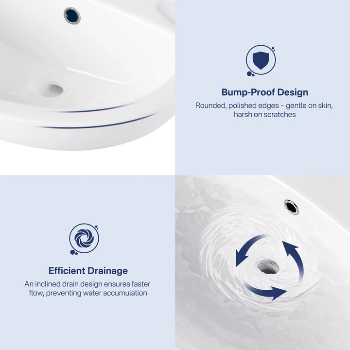 Achernar 20.9" White Vitreous China Two-Piece Pedestal Sink w/ Overflow, 1 Faucet Hole