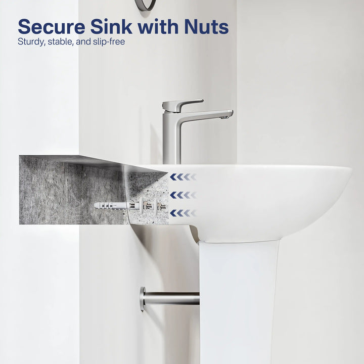 Achernar 20.9" White Vitreous China Two-Piece Pedestal Sink w/ Overflow, 1 Faucet Hole