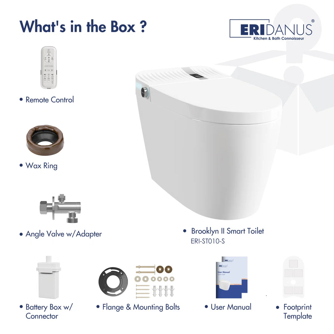 Brooklyn II Elongated Smart Toilet with Heated Seat & Sensor Flush