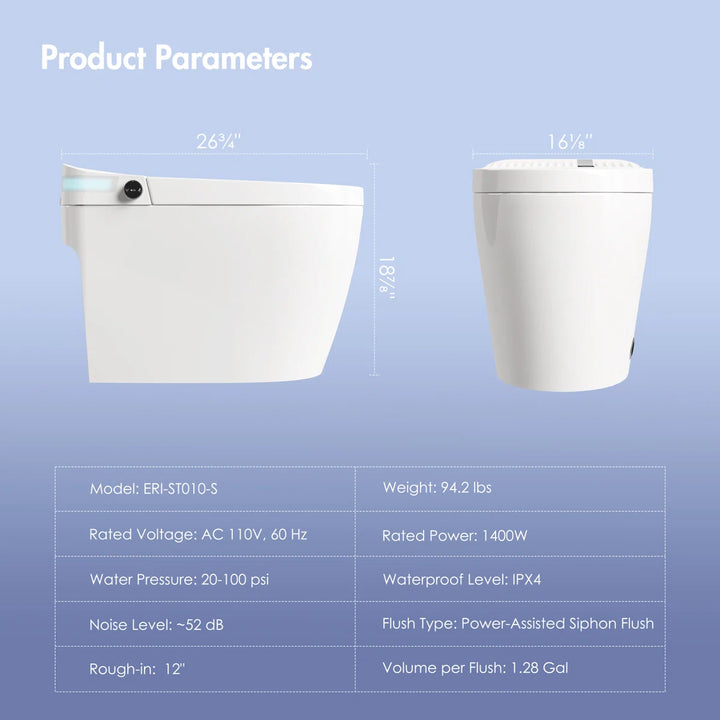 Brooklyn II Elongated Smart Toilet with Heated Seat & Sensor Flush