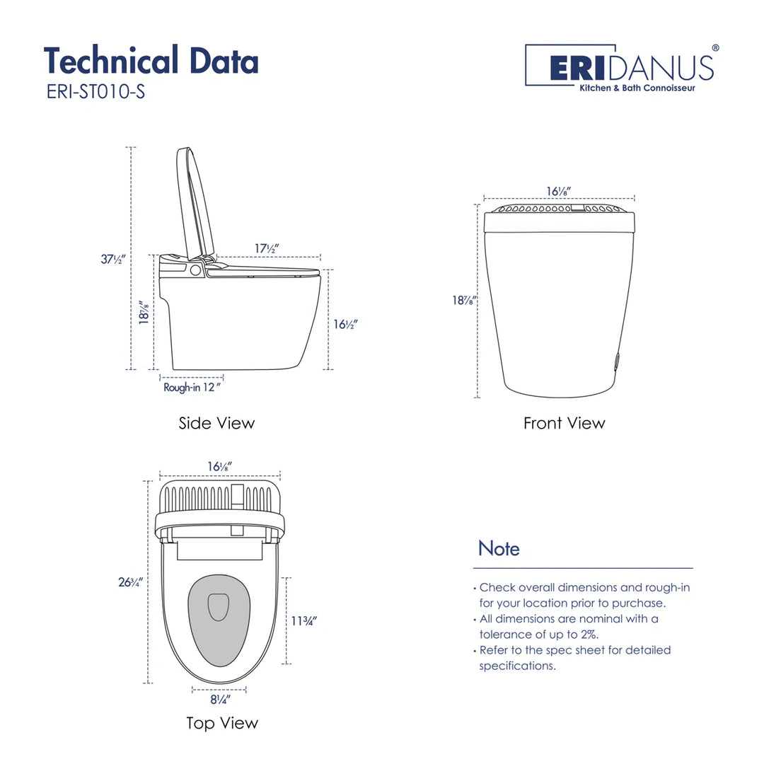 Brooklyn II Elongated Smart Toilet with Heated Seat & Sensor Flush