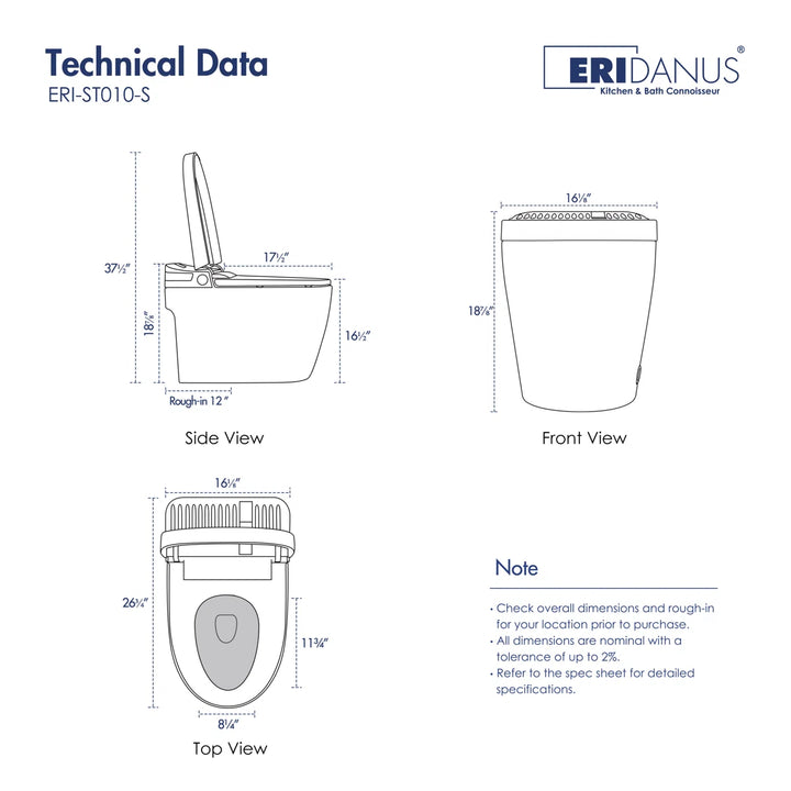 Brooklyn II Elongated Smart Toilet with Heated Seat & Sensor Flush