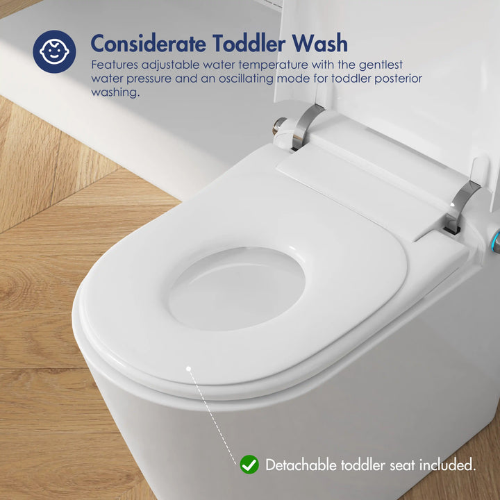 Achernar Elongated Smart Bidet Toilet with Heated Seat, Auto-Open Lid, Auto & Blackout Flush, Night Light (Remote Included)